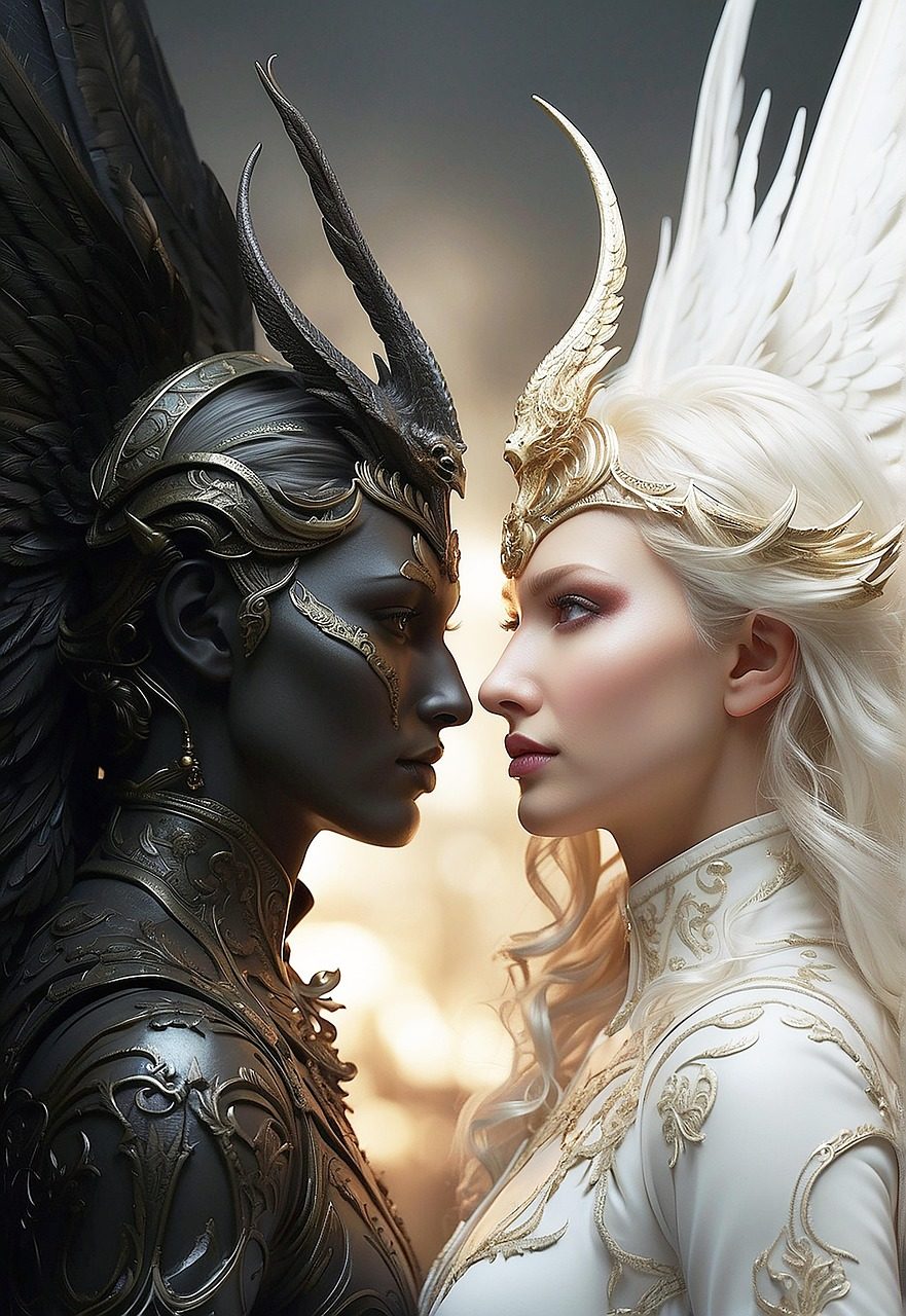 ai generated, women, angels, good, bad, look, enemies, challenge, beauty, portrait, fantasy, ai generated, good, enemies, enemies, enemies, enemies, enemies, challenge, fantasy